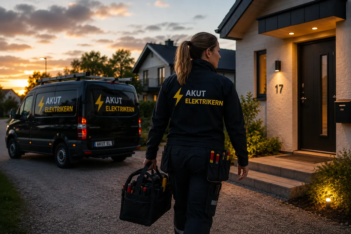 Elektriker arbetar med akuta elfel i Karlstad.