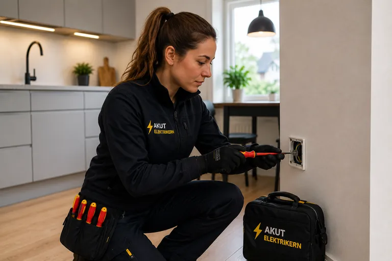 Elektriker kontrollerar ett eluttag.
